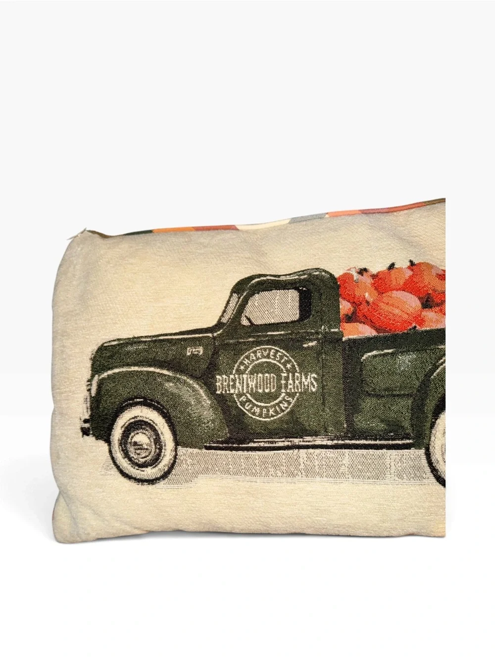 Brentwood Farms Green Truck Pumpkin Pillow